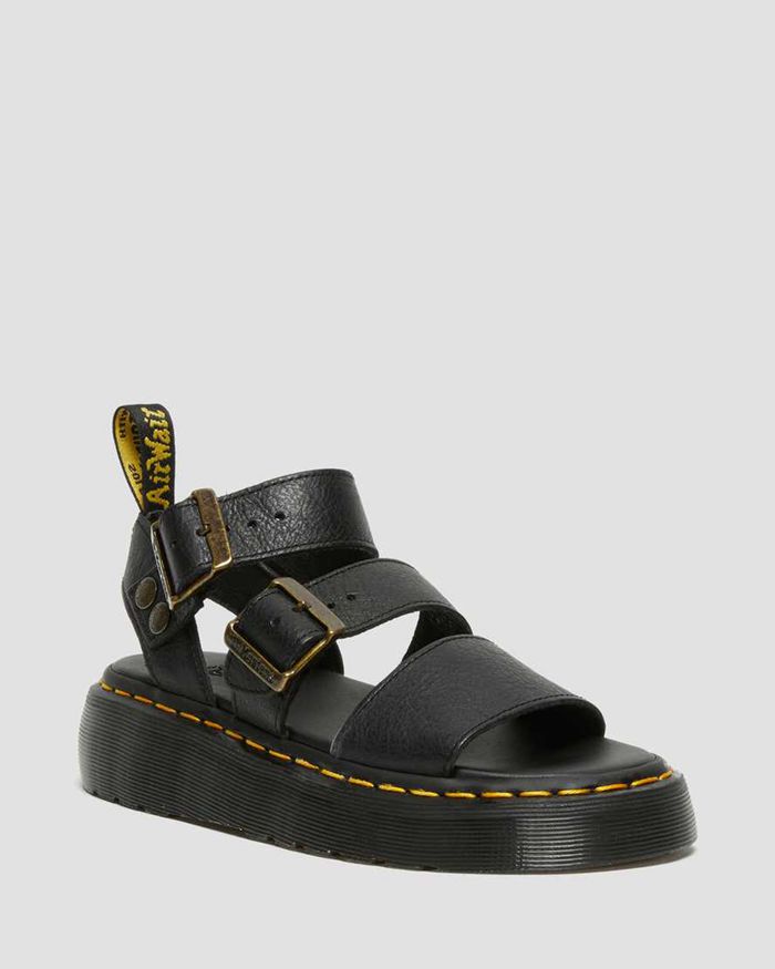 Dr Martens Womens Gryphon Platform Gladiator Sandals Black - 51273FNMH